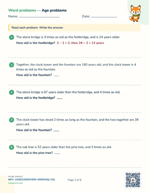 Algebra story problems pack preview