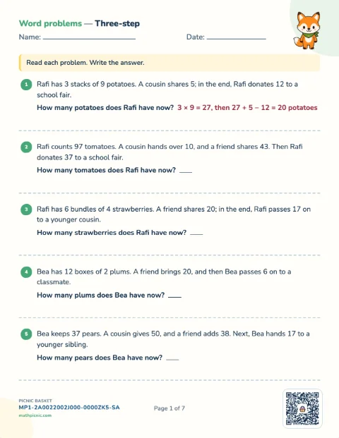 Multi-step story problems pack preview