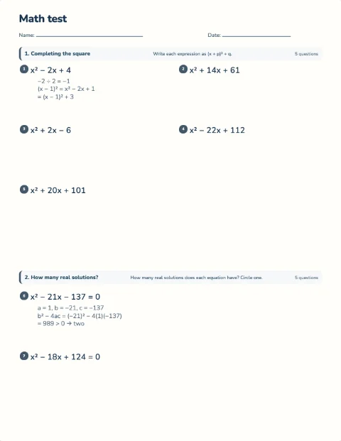 Complex numbers test preview