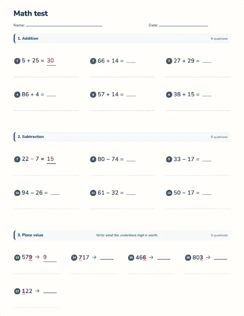 Grade 2 year test preview