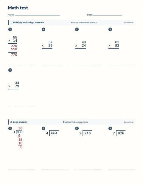 Grade 4 year test preview