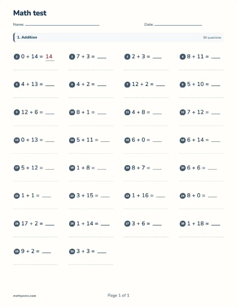 Math fluency test preview