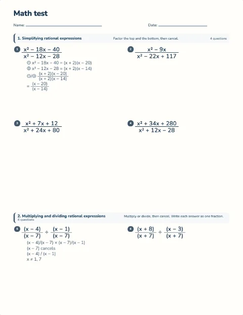Rational expressions test preview