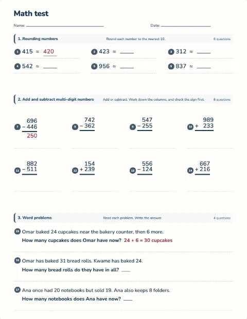 Rounding test preview