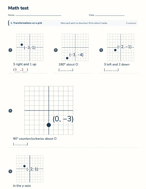 Transformations and similarity test preview
