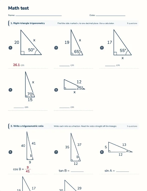 Trigonometry test preview