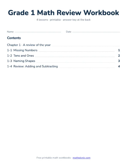 1st Grade Math Review Workbook cover