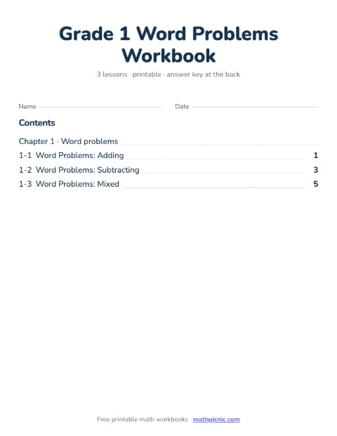 1st Grade Word Problems Workbook cover