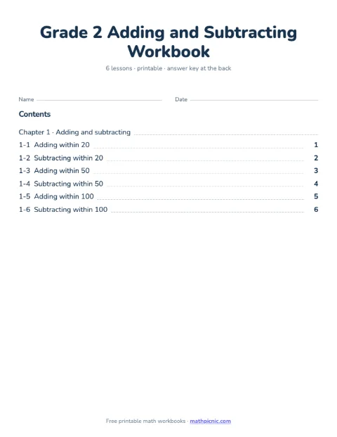 2nd Grade Adding and Subtracting Workbook cover