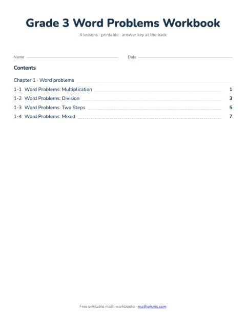 3rd Grade Word Problems Workbook cover