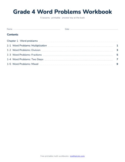 4th Grade Word Problems Workbook cover
