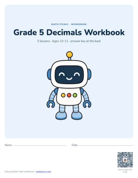 5th Grade Decimals Workbook cover