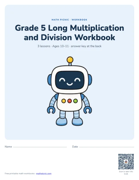 5th Grade Long Multiplication and Division Workbook cover