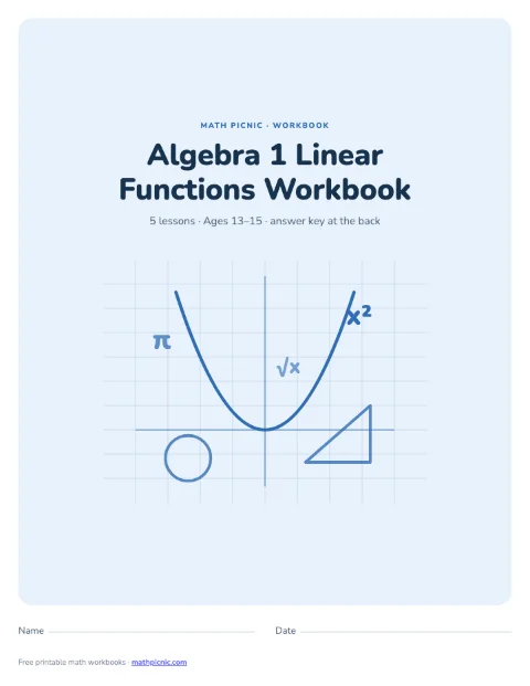 Algebra 1 Linear Functions Workbook cover