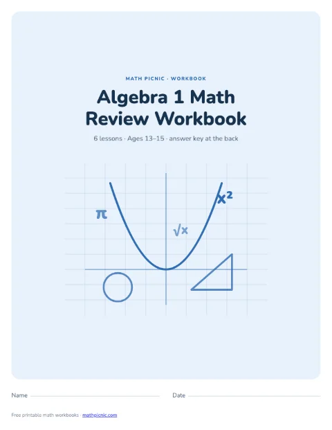 Algebra 1 Math Review Workbook cover