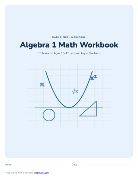 Algebra 1 Math Workbook cover