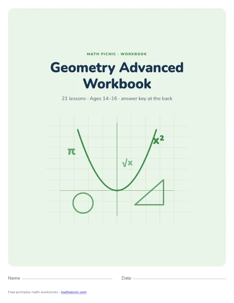 Geometry Math Workbook: Advanced cover