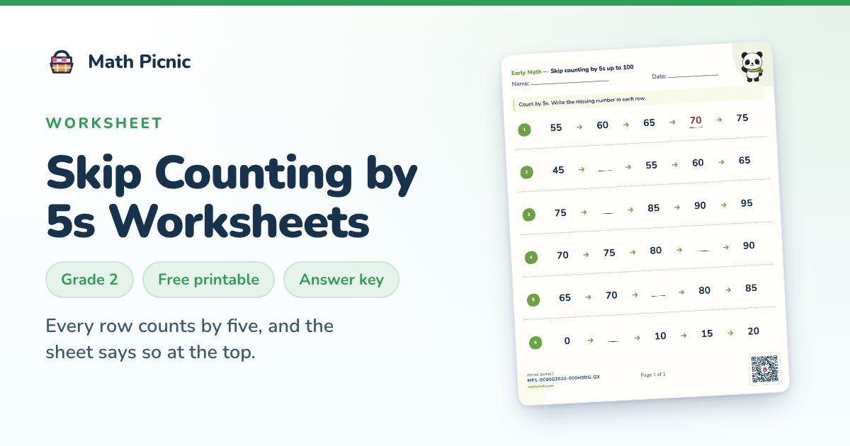 Skip Counting by 5s Worksheets | Math Picnic