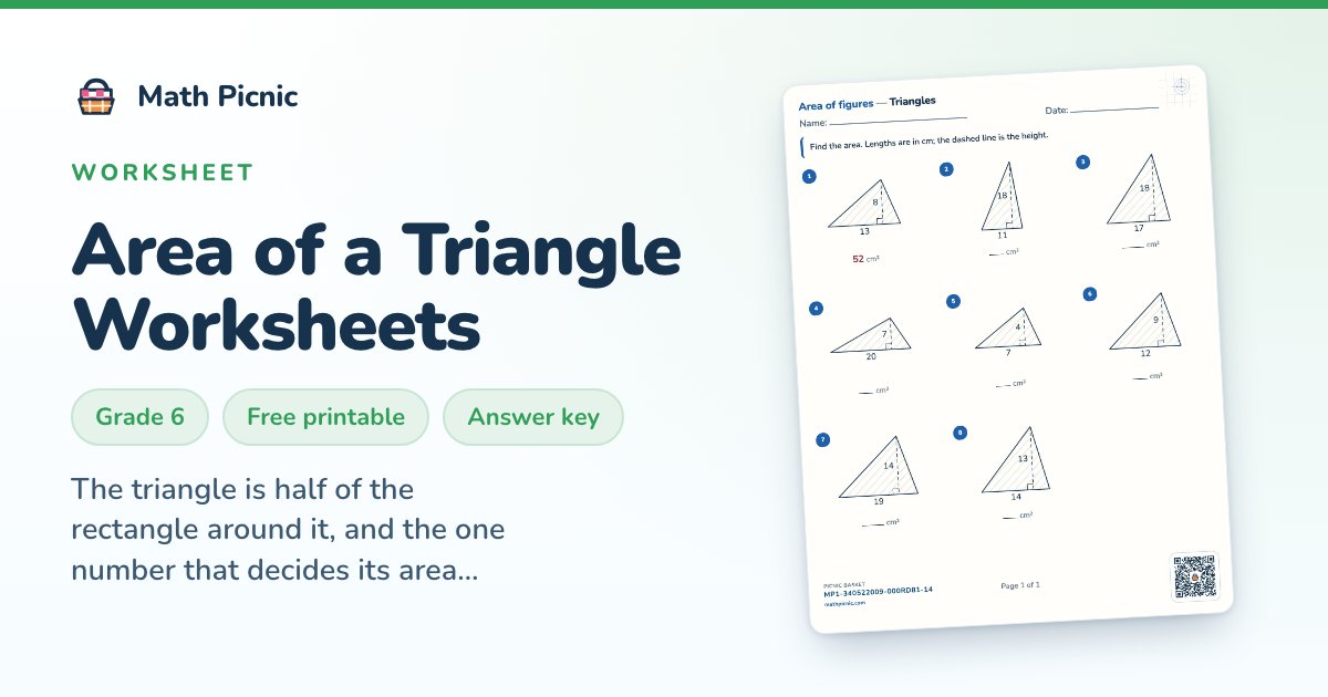 Area of a Triangle Worksheets | Math Picnic