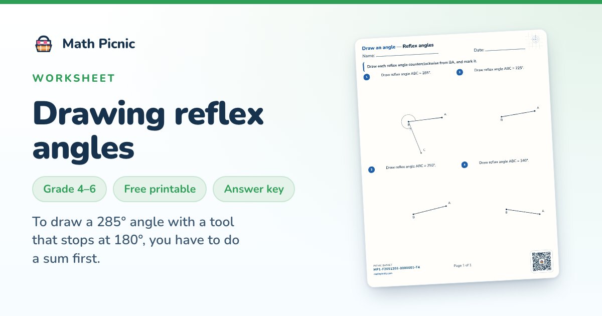 Test Building Flashcard Drawing Reflex Angles Worksheets | Math Picnic