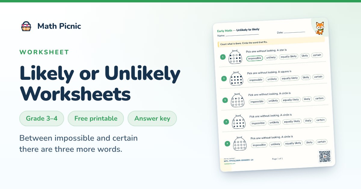 Test Building Flashcard Likely or Unlikely Worksheets | Math Picnic